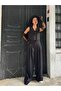 Black Pleated Oversize Polyviscon Trousers 28005 - 3