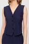 Buttoned Front Striped Vest Trouser Suit - 6622A Navy - 4