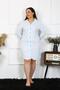 Women's Plus Size Cotton Buttoned Long Sleeve Blue Tunic Nightgown 12202 - 5