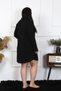 Women's Plus Size Cotton Buttoned Long Sleeve Black Tunic Nightgown 12204 - 4