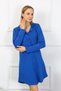 Fashion Line Women's Combed Cotton Long Sleeve Buttoned Cobalt Blue Tunic Nightgown 13103 - 6