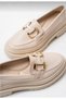 Beige Color Thick Sole Daily Women's Loafer Shoes - 3