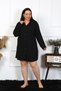 Women's Plus Size Cotton Buttoned Long Sleeve Black Tunic Nightgown 12204 - 6