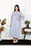 Women's Plus Size Long Sleeve Indigo Maternity Nightgown 1366 - 3