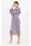 Satin Bias Lace Hooded Bamboo Cotton Dressing Gown - 6