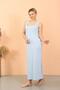 Fashion Stripe Women's Thick Strap Slit Long Nightgown 90115 - 3