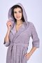 Satin Piping Jacquard Hooded Bamboo Cotton Dressing Gown
