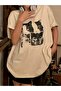 Cat Face Inspired Printed T-Shirt for Women - Soft Knit, Crew Neck, Short Sleeve, - 2