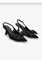 Women's Bow Detailed Black Fabric Heeled Shoes - 3