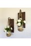 Wall Decoration, Led Light, White Carnation Flower, Walnut Sconce Set of Two - 3