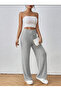 Women's Knitted High Waist Palozzo Trousers with Elastic Waist - 2