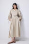 Metal Brooch Dress with Shirred Sleeves - 3