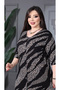 Women's Plus Size Black Print Button Accessory Ruffle Dress - 3