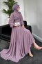 Lilac Tulle Evening Dress Alessi with Waist and Draped