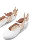 Winged Ballerina Flat Shoes - White - 4