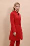 Self-Standing Collar Single Button Long Jacket - Red - 1074100 - 4