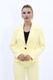 Plus Size - Collared Single Button Jacket-Yellow - 5