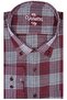 Men's Burgundy Large Size Shirt Long Sleeve Pocketed Checkered - 4