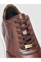 100% Genuine Leather Brown Lace-Up Men's Sports Shoes - 6