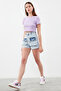 Women's Snow Denim Color Cargo Pocket Denim Shorts - 5