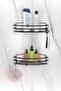Bathroom Organizer Shampoo Holder with Adhesive Hooks 2 Pieces Bathroom Corner Shelf Matte Black St207H