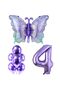Purple Butterfly 4 Year Old Foil Balloon Set