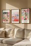 3 Piece Real Wood Colored Framed Painting Set - Model 1