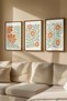 3 Piece Real Wood Colored Framed Painting Set - Model 9