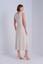 Belted Beige Midi Dress with Hair Braid Detail - 5