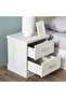 Zirco 2 Drawer Night Stand Multifunctional Bedside Table-White Oak L46xW39xH51.4cm - 4