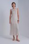 Belted Beige Midi Dress with Hair Braid Detail - 3