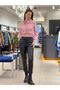 Women's Black Belted Leg Leather Trousers