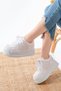 Sp-190 White Garni Laced Mesh High Sole Casual Sports Shoes - 5