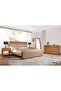 Rita Night Stand with Natural Rattan Multifunctional Bedside Table-Oak/Rattan L55xW41xH60cm - 2