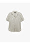 Short Sleeve Regular Fit Turn-Down Collar Cotton Striped Shirt