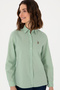 Women's Water Green Linen Blend Long Sleeve Basic Shirt 50298098-Vr048 - 3