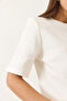 Women's White Crew Neck Padded Cotton Basic T-Shirt 241134 60283128 - 7