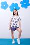 Girl's Heart Patterned T-Shirt and Shorts Skirt Set - Ecru/Purple - 5