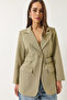 Women's Mint Green Belted Detailed Lined Blazer Jacket 8132 60283134 - 3