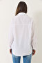 Women's White Ribbon Embroidered Long Sleeve Regular Shirt 60284027 - 6