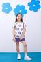 Girl's Heart Patterned T-Shirt and Shorts Skirt Set - Ecru/Purple
