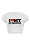 Women's I Love My Boyfriend Crop White - 2