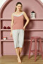 Striped Capri Pajama Set - 2