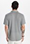 Men's Slim Fit Slim Fit Short Sleeve Knitted Texture Apache Collar Gray Shirt - 5