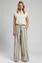 Saige High Waist Wide Leg Cut Wide Leg 100% Cotton Striped Women's Trousers