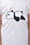 Girl's Ecru Panda Printed Short Sleeve T-Shirt and Black Shorts Set - 3