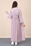 Powder Collar Ruffled Belted Girl's Pleated Chiffon Dress 20561 - 7