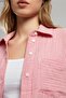 Alma Women's 100% Cotton Woven Shirt Red-White Striped - 4