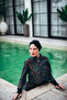 Wild Spirit Women's Short Patterned Zippered Full Covered Hijab Swimsuit Set of 3 - 7