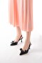 Inf-4501 Black Patent Leather Daily Open Back Bow Heeled Shoes - 2